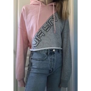 Cropped pink Fila hoodie NWOT
